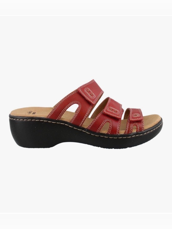 Clarks Shoes - Clarks Women's Delana Damir Leather Slide - red - size 8.5
